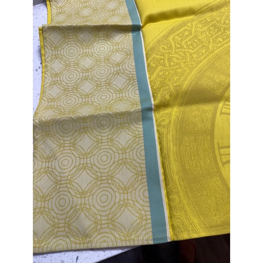 Le Jacquard Francais NEW Tea Towel Yellow  Montre Damask Cotton Clock Time 31x24